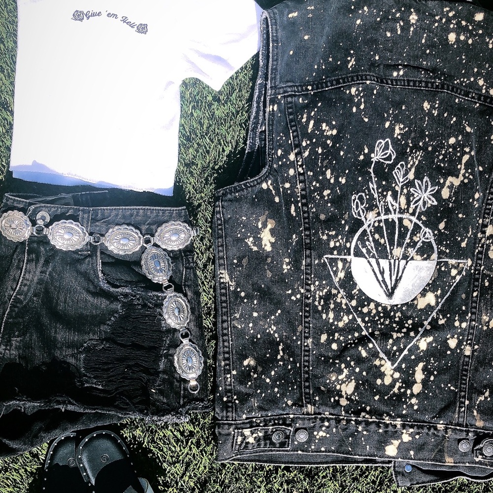 Hand painted Vintage Levi vest